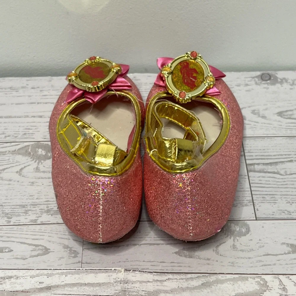 Disney Princess Aurora Sleeping Beauty Pink Glitter Dress Up Shoes Kids Size 7/8